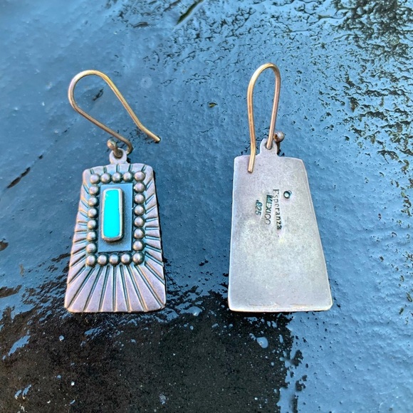 Vintage sterling turquoise earrings - Picture 3 of 3